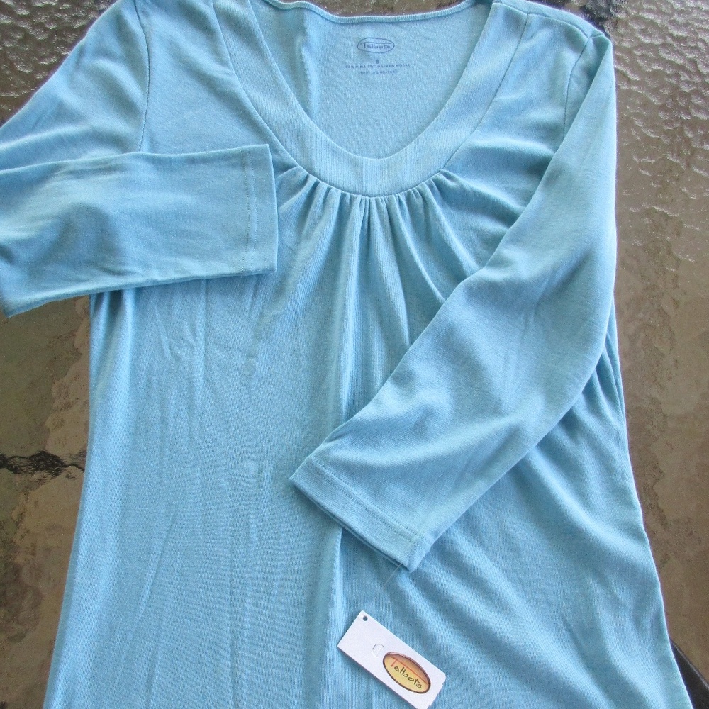 New  NWT Talbots Turquoise Blue Knit TOP S